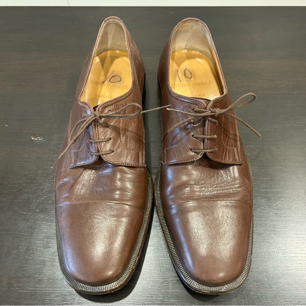 Bruno Magli Branson Men’s Lace Up Leather Dress Shoes Brown Oxford Cap Toe